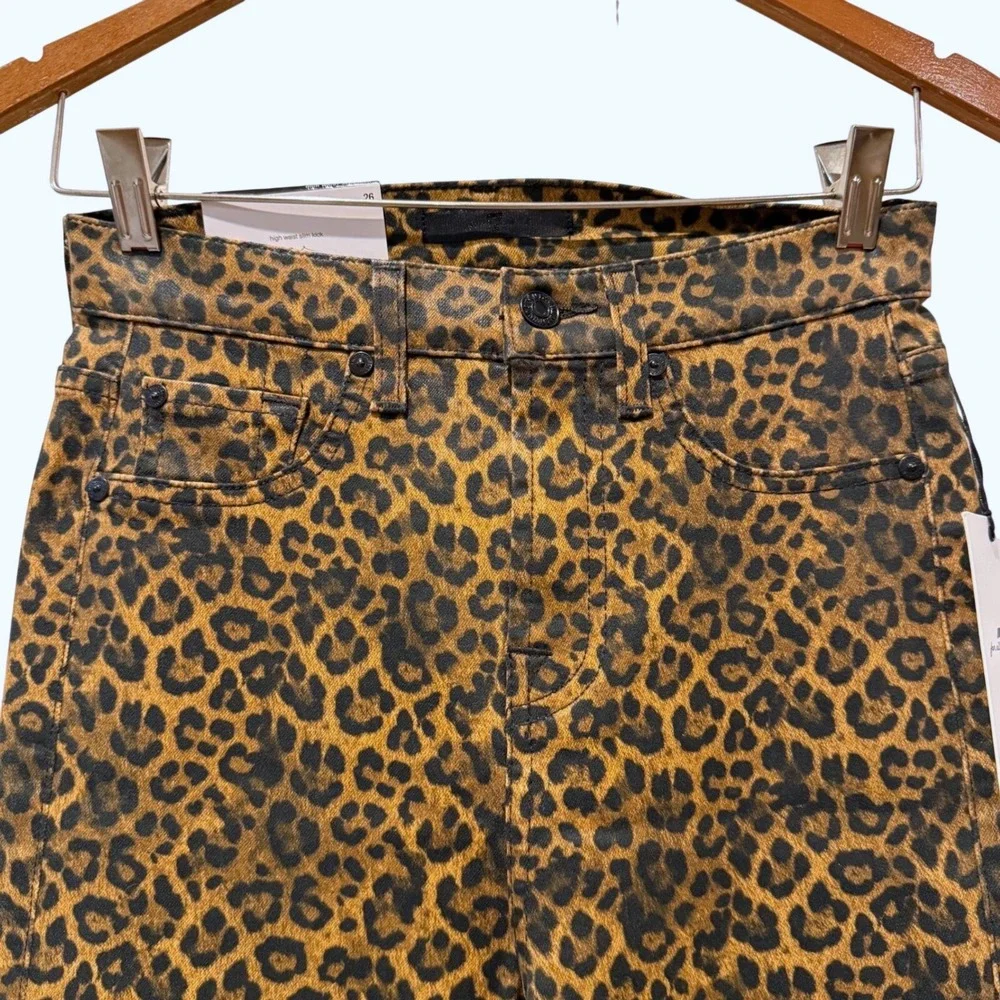 7 For All Mankind Womens‎ Leopard Print High Waist Slim Kick Jeans Size 26 NWT